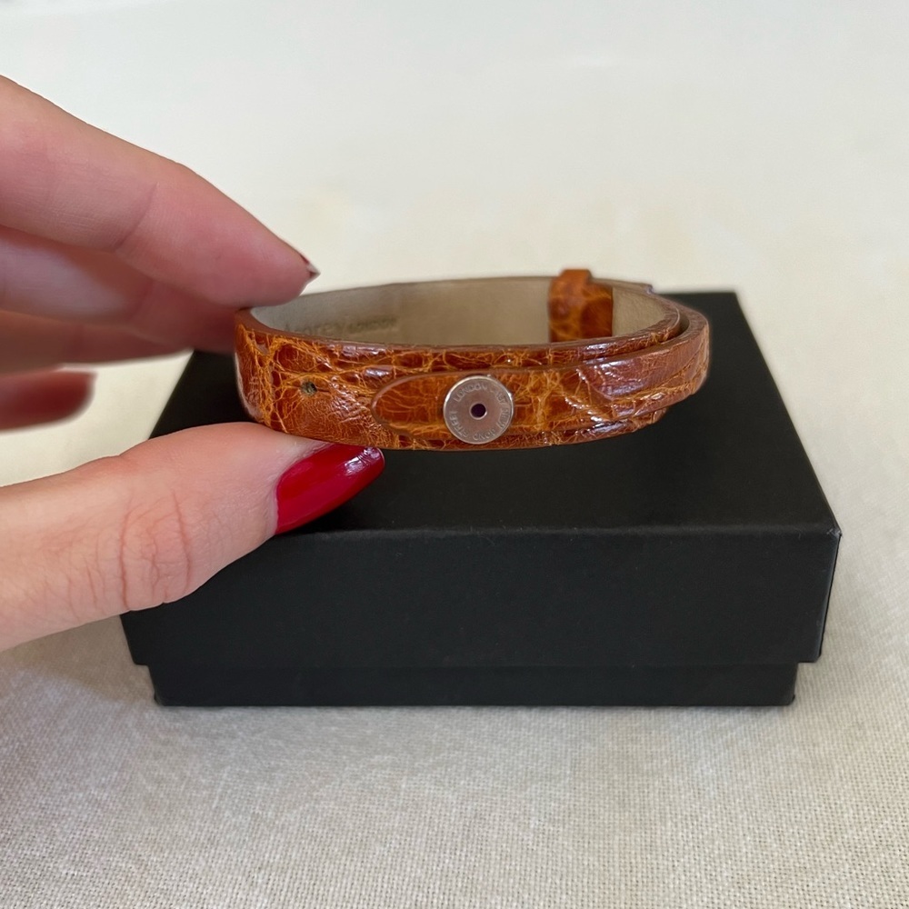 Embossed Leather Asprey Wrap Bracelet